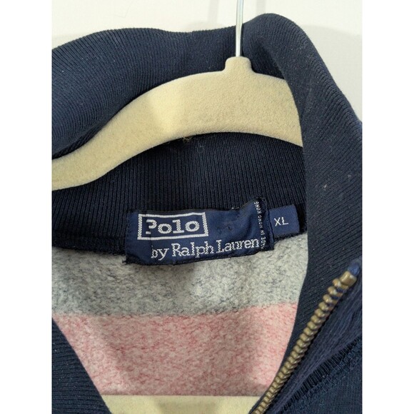 Vintage Polo Ralph Lauren Rugby Striped 1/4 Zip Pullover Sweatshirt XL Oversized - Picture 3 of 11